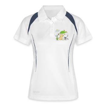 Bärchen im Regen - Frauen Polo atmungsaktiv - Weiß/Navy - Vorne