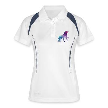 Einhorn - Frauen Polo atmungsaktiv - Weiß/Navy - Vorne