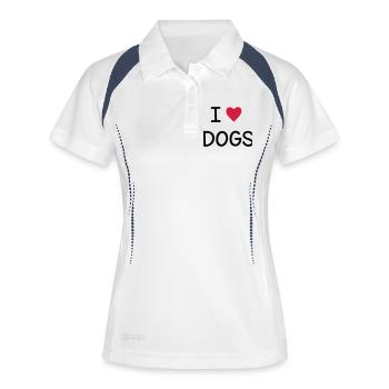 J'adore les chiens I Idée cadeau - Polo respirant Femme - blanc/marine - Devant