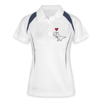 Dino Herz auf Schwarz - Frauen Polo atmungsaktiv - Weiß/Navy - Vorne