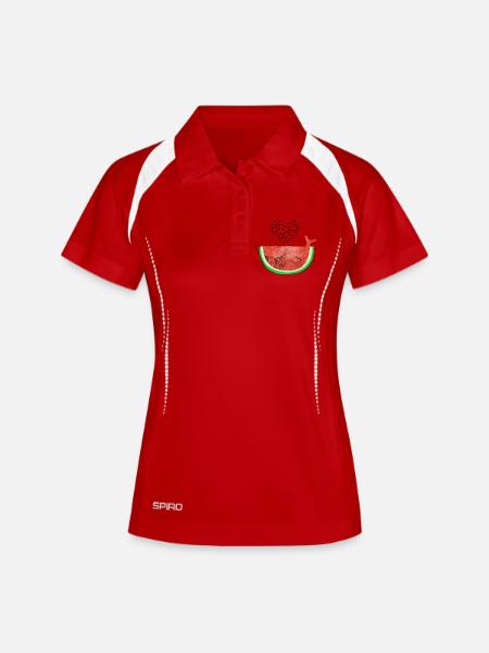 Pastèque Wal - melon Walvis - Fruit -Love - Polo respirant Femme - blanc/marine