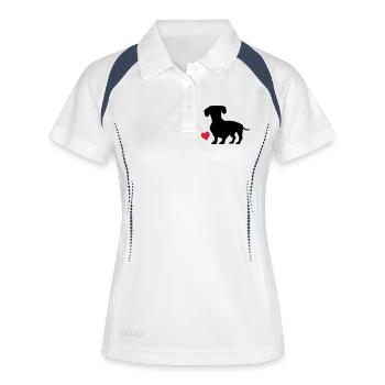 Dackel - Frauen Polo atmungsaktiv - Weiß/Navy - Vorne