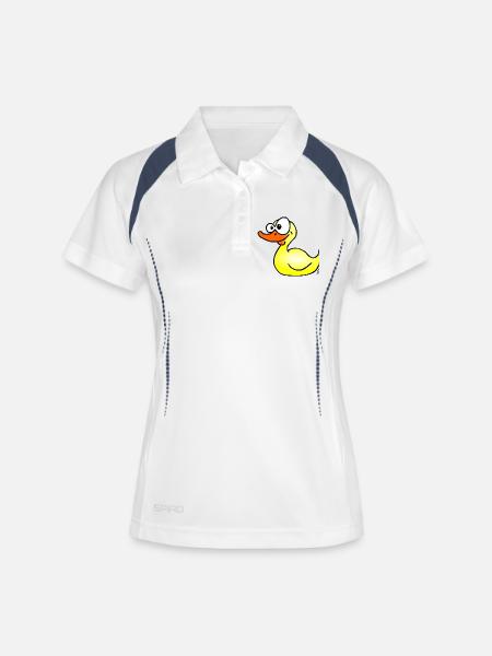 Playful Duck Cartoon Illustration - Women's Polo breathable - white/navy