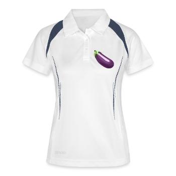 aubergine - Polo respirant Femme - blanc/marine - Devant