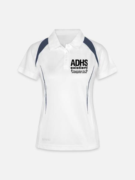 ADHS Spruch hyperaktiv Medizin Geschenk - Frauen Polo atmungsaktiv - Weiß/Navy