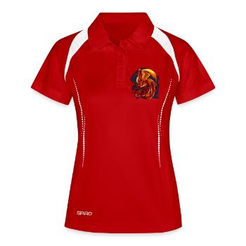 dragon rouge - Polo respirant Femme - blanc/marine - Devant