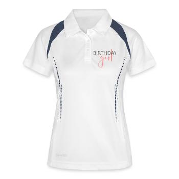 Anniversaire fille - idée cadeau anniversaire enfant - Polo respirant Femme - blanc/marine - Devant