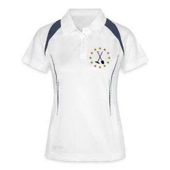 Râteau, Pelle & Étoiles - Polo respirant Femme - blanc/marine - Devant