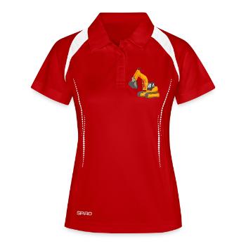 Gelber Bagger - Frauen Polo atmungsaktiv - Weiß/Navy - Vorne