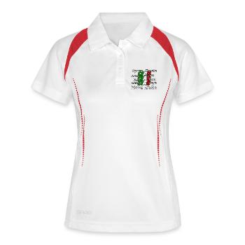 Italien Italia italienisch Ciao Spruch Geschenk - Frauen Polo atmungsaktiv - Weiß/Navy - Vorne