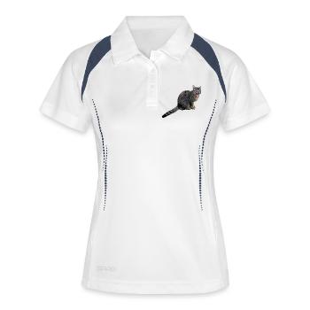 katze - Frauen Polo atmungsaktiv - Weiß/Navy - Vorne