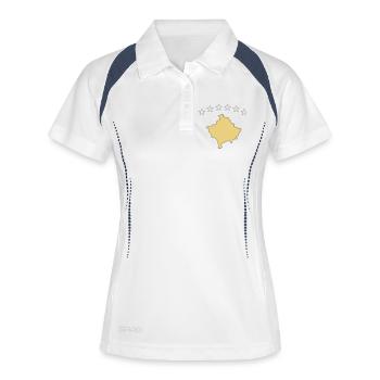 kosovo - Frauen Polo atmungsaktiv - Weiß/Navy - Vorne