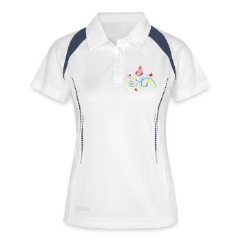 Schmetterling - Frauen Polo atmungsaktiv - Weiß/Navy - Vorne
