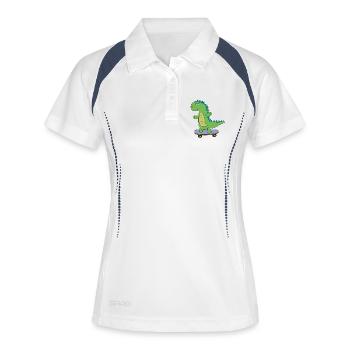 Dino doux skateboard, dinosaure, enfants de patinage - Polo respirant Femme - blanc/marine - Devant