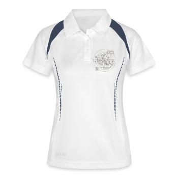 VintageKarte Griechenland - Frauen Polo atmungsaktiv - Weiß/Navy - Vorne