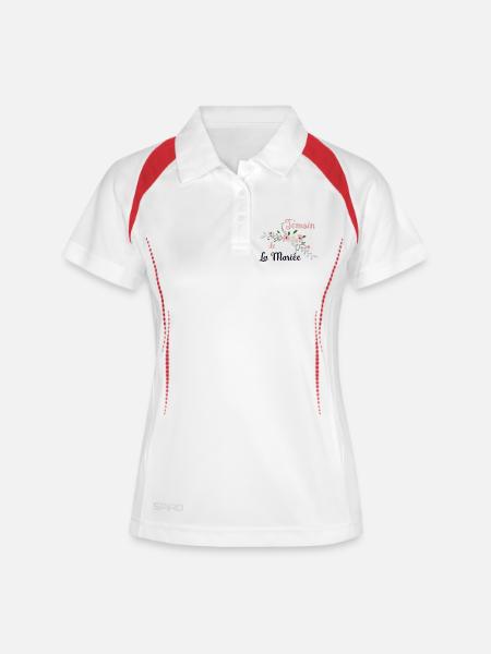 Témoin de La Mariée Floral - Polo respirant Femme - blanc/marine
