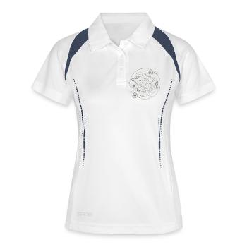 Vintage Karte Frankreich - Frauen Polo atmungsaktiv - Weiß/Navy - Vorne
