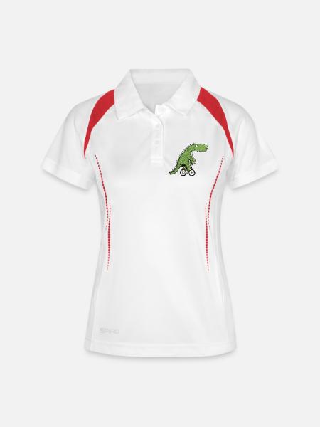 Cooler Radfahrer Dinosaurier I Fahrrad T Rex Dino - Frauen Polo atmungsaktiv - Weiß/Navy
