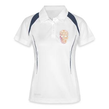 Ornement de crâne coloré - Polo respirant Femme - blanc/marine - Devant