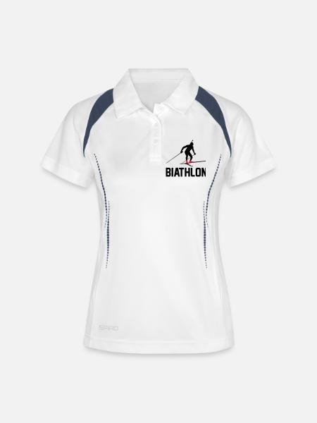 Biathlon - Polo respirant Femme - blanc/marine