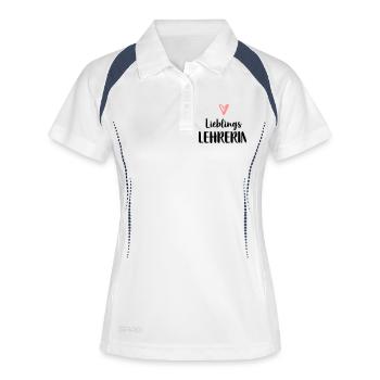Lieblings Lehrerin Herz Geschenk Schule - Frauen Polo atmungsaktiv - Weiß/Navy - Vorne