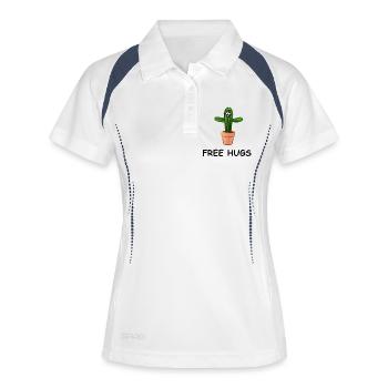 Smiling Cactus: FREE HUGS! - Women's Polo breathable - white/navy - Front