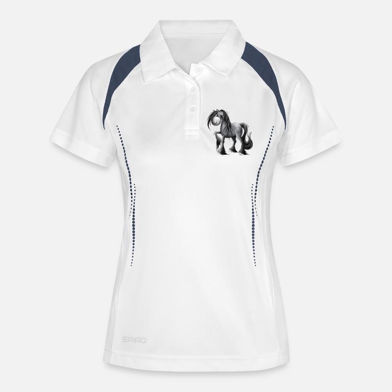 Cheval Grumpy I Bande Dessinée Pour Cavalier - Polo respirant Femme - blanc/marine