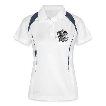 Éléphant avec fleur - Polo respirant Femme - blanc/marine - Devant