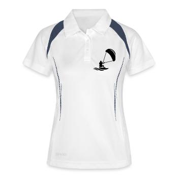 Kitesurfer - Frauen Polo atmungsaktiv - Weiß/Navy - Vorne
