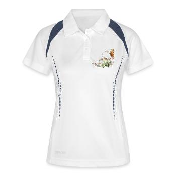 Floral decoration with butterflies and flowers - Women's Polo breathable - white/navy - Front