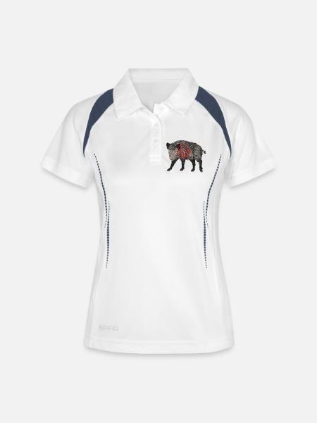 Wildschwein jäger - Frauen Polo atmungsaktiv - Weiß/Navy