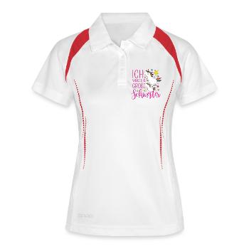Große Schwester Einhorn Einhörner pink Sterne bunt - Frauen Polo atmungsaktiv - Weiß/Navy - Vorne