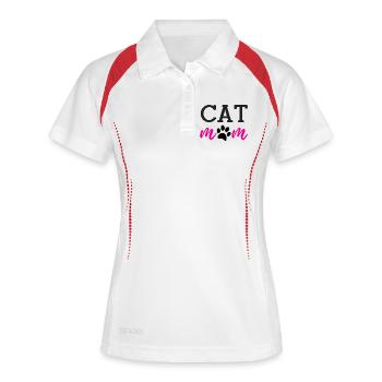 Maman de chat - Polo respirant Femme - blanc/marine - Devant