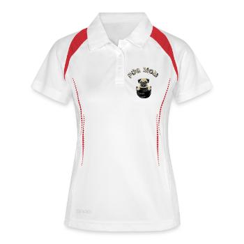Mops Mamma - Frauen Polo atmungsaktiv - Weiß/Navy - Vorne