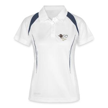 Leseratte mit Brille – süßer Bücherfreund - Frauen Polo atmungsaktiv - Weiß/Navy - Vorne