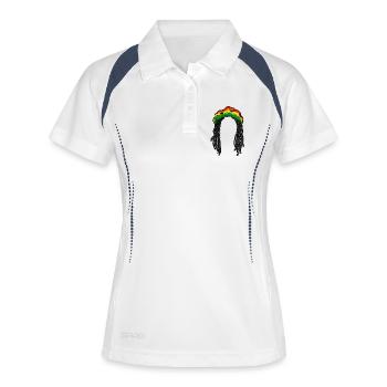 Rasta Rastafarian Reggae Jamaica Chilling Hair Jah - Polo respirant Femme - blanc/marine - Devant