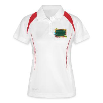 Blackboard for inscription with chalk and blobs - Women's Polo breathable - white/navy - Front