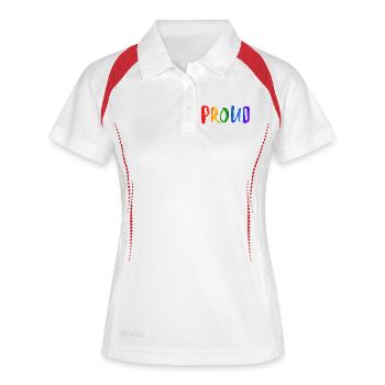 Stolz Gay Schwul Lgbt Regenbogen Ehe Toleranz Csd - Frauen Polo atmungsaktiv - Weiß/Navy - Vorne