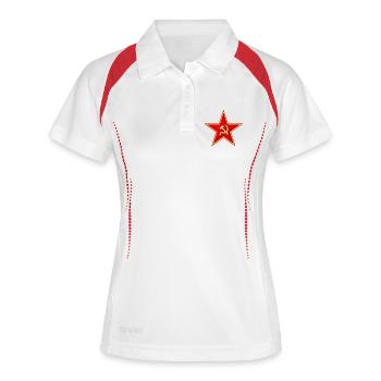 Design du symbole du marteau et de la faucille à l’étoile rouge - Polo respirant Femme - blanc/marine - Devant