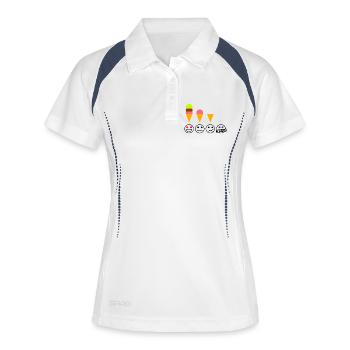 Eis Emotionen Eiscreme Lustig Witzig Sommer Freude - Frauen Polo atmungsaktiv - Weiß/Navy - Vorne