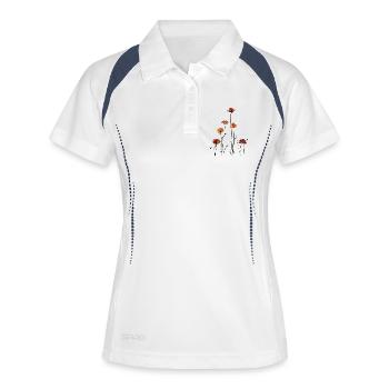 Mohnblumen Silhouette Design - Frauen Polo atmungsaktiv - Weiß/Navy - Vorne