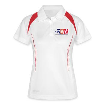 Course de course sport jogging course à pied sport marathon - Polo respirant Femme - blanc/marine - Devant