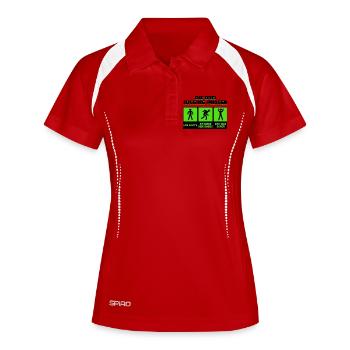 Lustig Laufen Rennen Jogging Training Witzig Sport - Frauen Polo atmungsaktiv - Weiß/Navy - Vorne