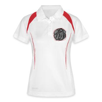 Abstrakte Kunst - Frauen Polo atmungsaktiv - Weiß/Navy - Vorne
