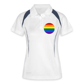 autocollant rond drapeau de la fierté gay drapeau arc-en-ciel - Polo respirant Femme - blanc/marine - Devant