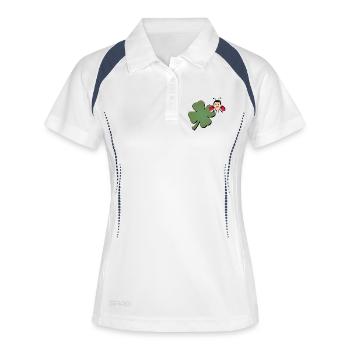 Trèfle avec ladybug (coccinelle) - Polo respirant Femme - blanc/marine - Devant