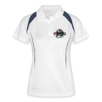 Campers on the road with colorful Van Life typography - Women's Polo breathable - white/navy - Front