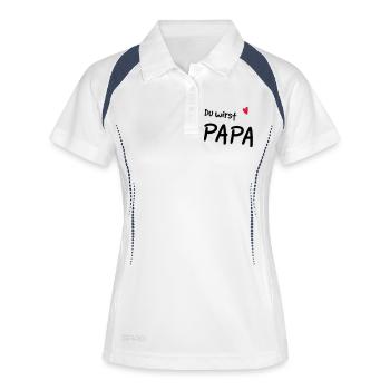 Du wirst Papa - Frauen Polo atmungsaktiv - Weiß/Navy - Vorne