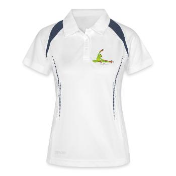 Frosch-Yoga Leidenschaft - Frauen Polo atmungsaktiv - Weiß/Navy - Vorne