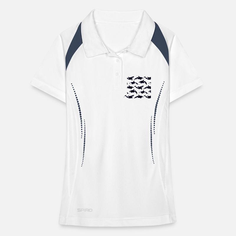 Black and white orca pattern pattern Women's Polo breathable